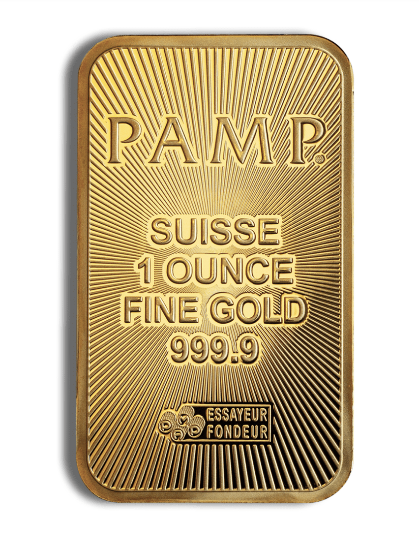 1 oz PAMP Suisse Gold Bar - .9999 Fine Gold with Assay Certification